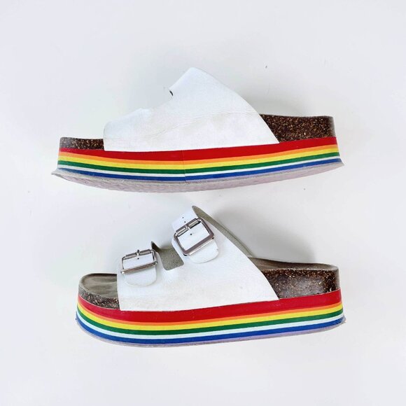 ⚡️SOLD⚡️ madden girl purr rainbow pride platform sandals - Picture 4 of 6